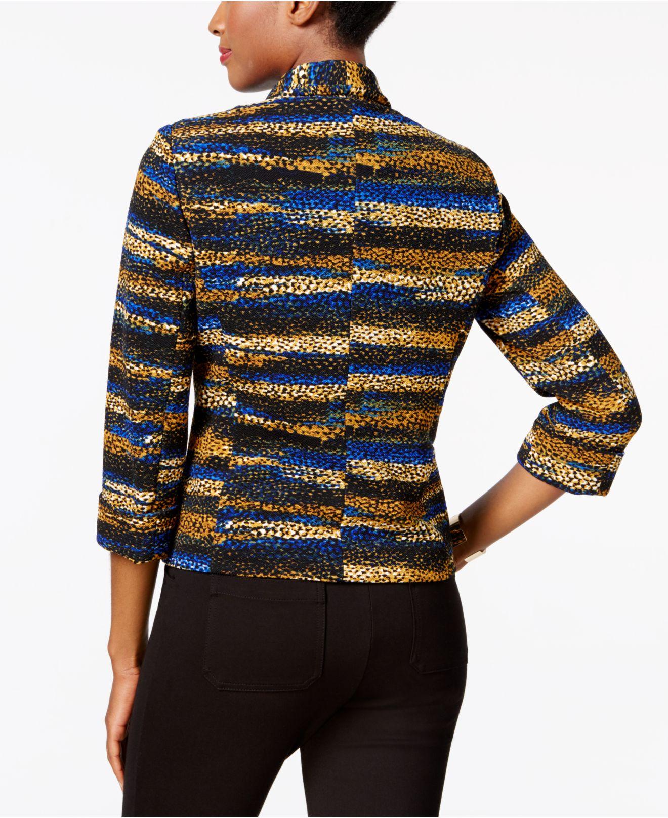 kasper printed long open front toppe